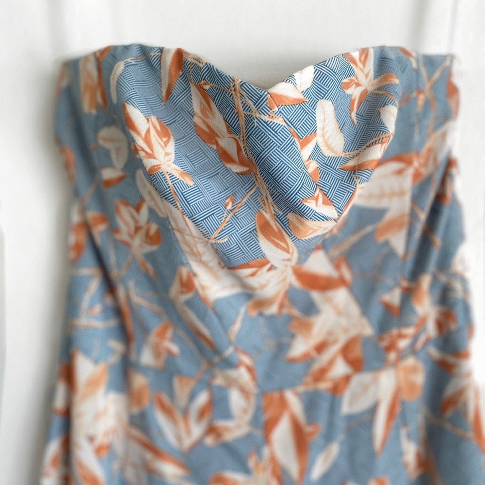 H&M Strapless wide leg jumpsuit, floral and geometric print, size 2